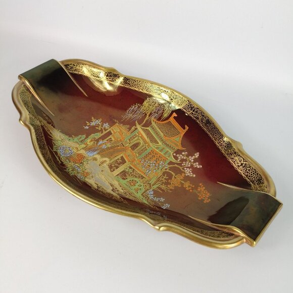 VINTAGE CARLTON WARE ROUGE ROYALE Japanese Mikado SERVING DISH 1930s ART DECO - Picture 9 of 16